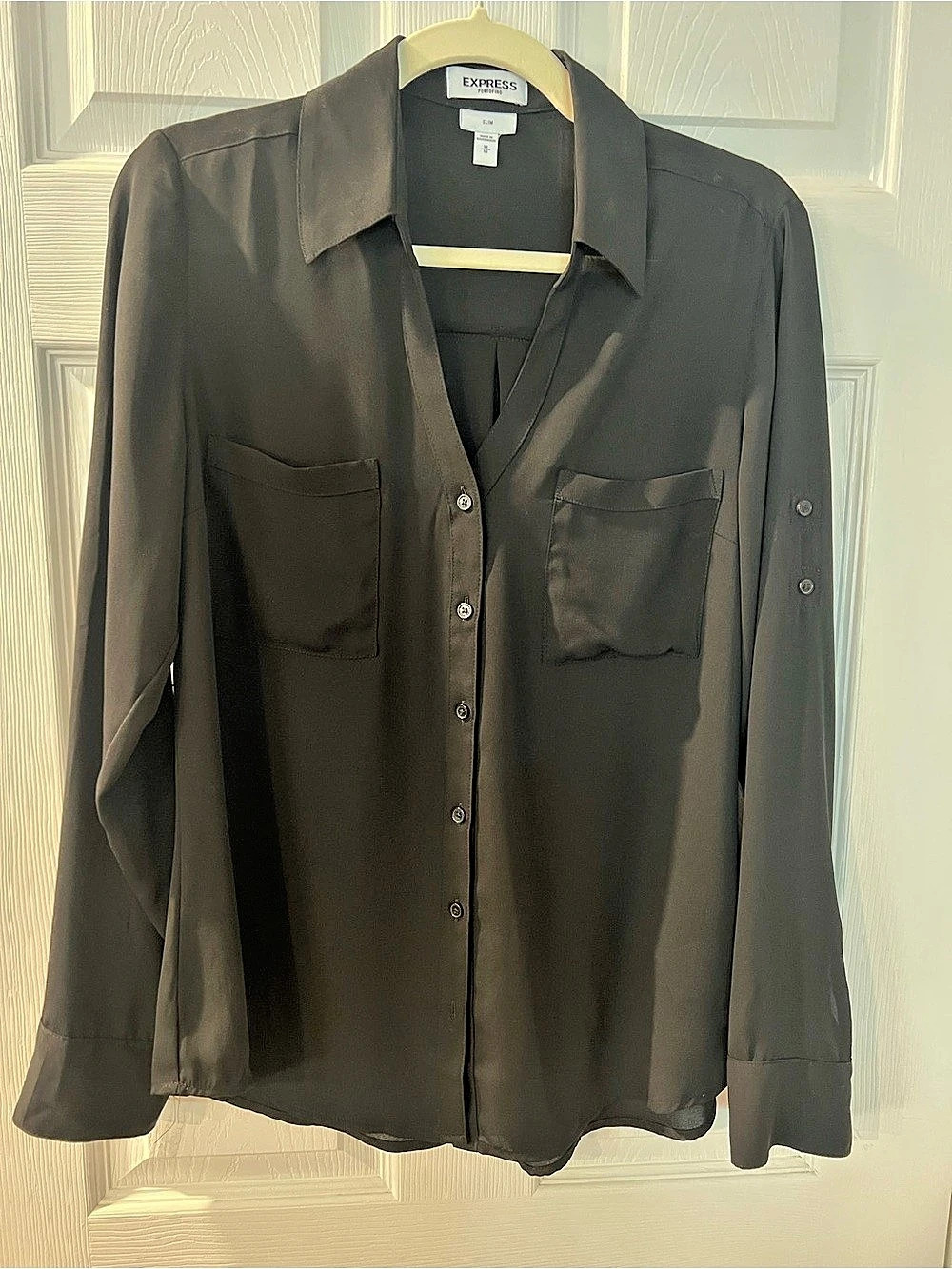 Express The Portofino Shirt Slim Fit Button Down Shirt Black Medium
